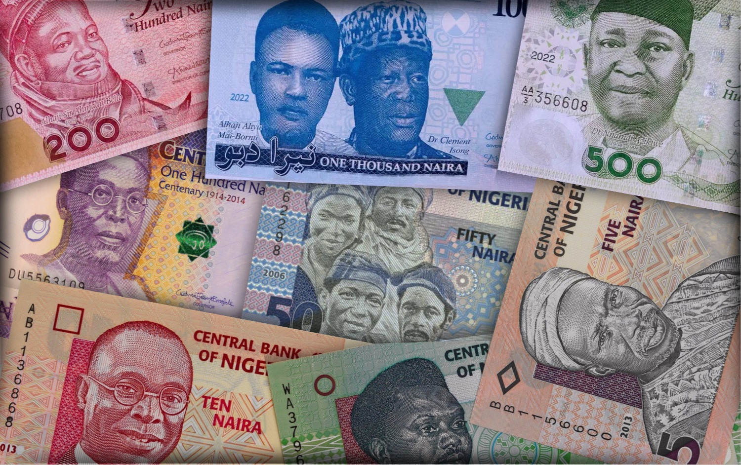 Various denominations of the Nigerian Naira notes