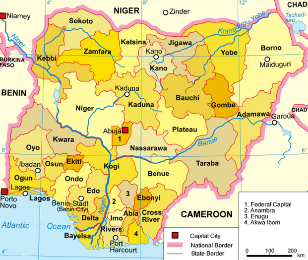 Map of pre-colonial empires in Nigeria
